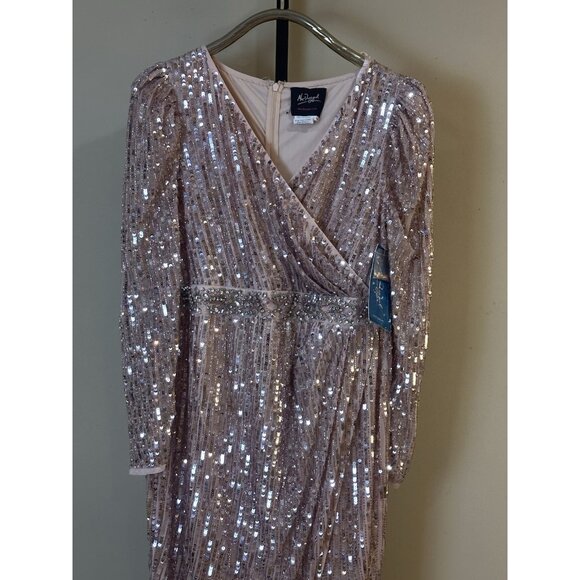 Mac Duggal 93549 Pink Sequin‎ Puff Sleeve Size 14 Nwt - Picture 3 of 8